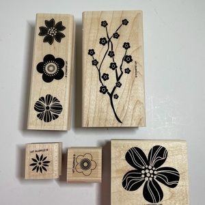 Stampin’ Up “Eastern Blooms” Wood Mounted Rubber Stamp Set. 5 piece set